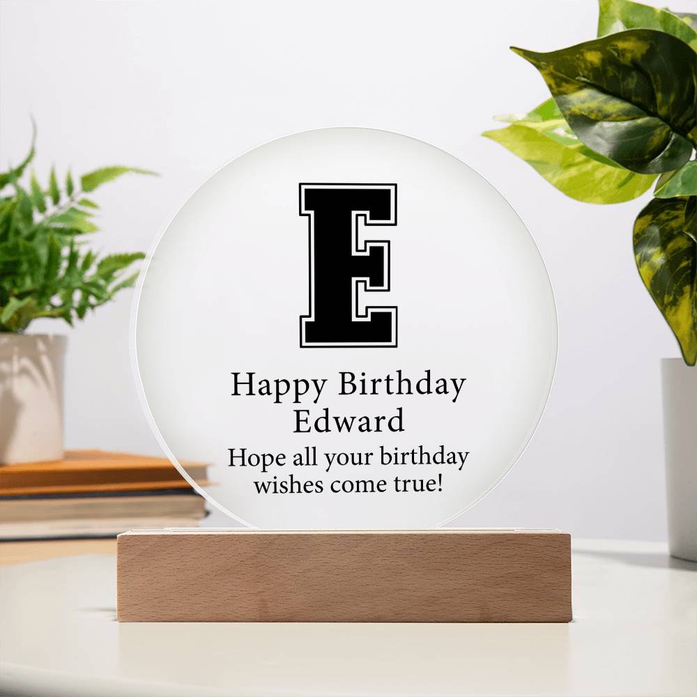 Happy Birthday Edward v02 - Circle Acrylic Plaque