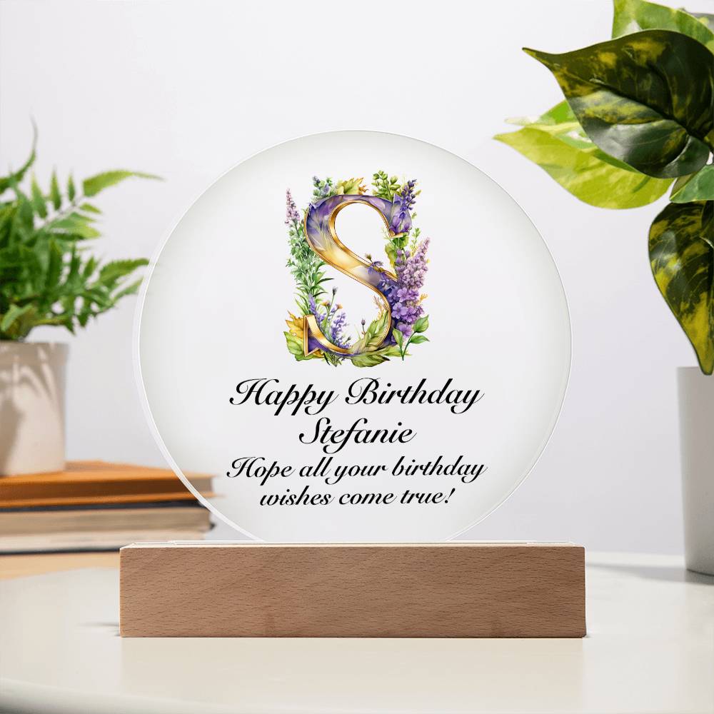 Happy Birthday Stefanie v02 - Circle Acrylic Plaque
