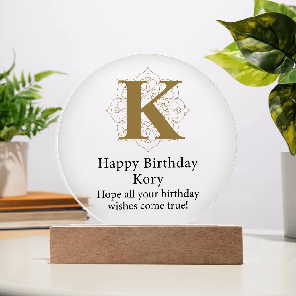 Happy Birthday Kory v01 - Circle Acrylic Plaque