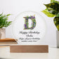 Happy Birthday Delia v02 - Circle Acrylic Plaque
