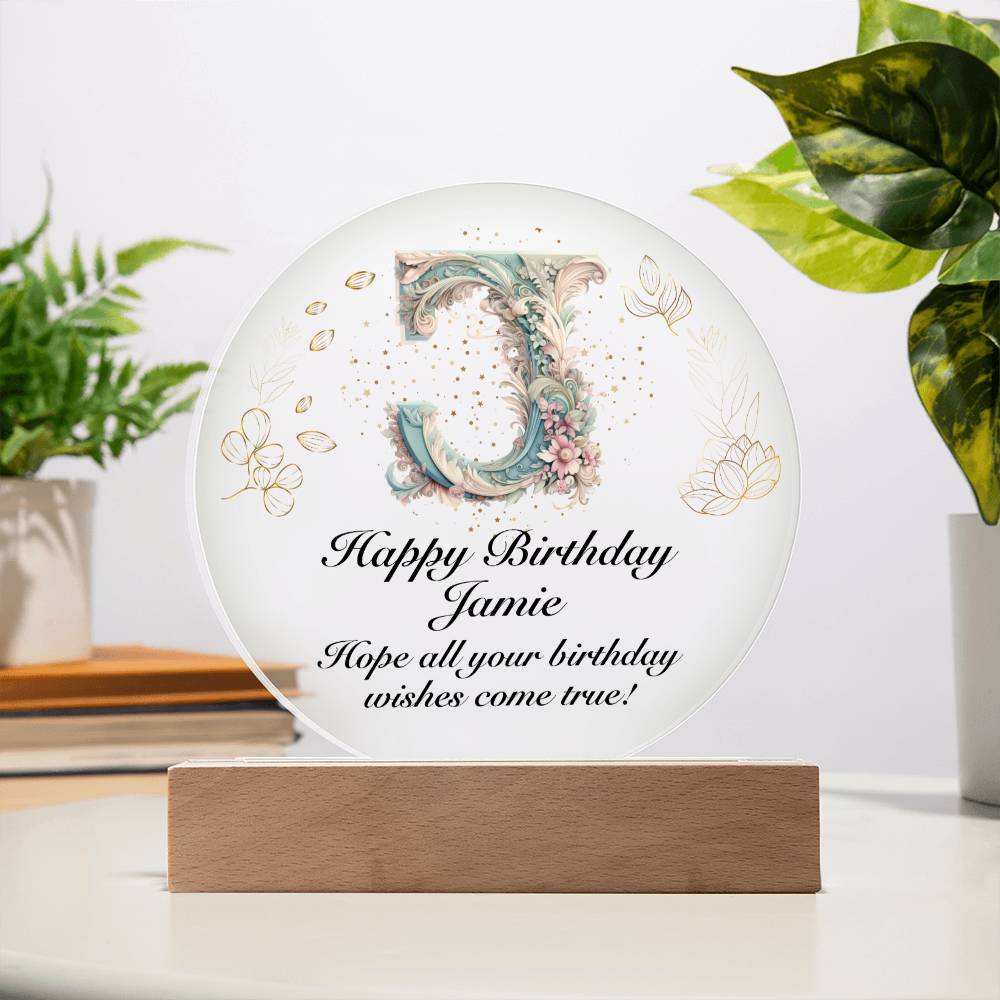 Happy Birthday Jamie v01 - Circle Acrylic Plaque