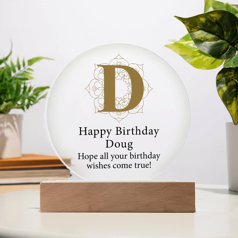 Happy Birthday Doug v01 - Circle Acrylic Plaque
