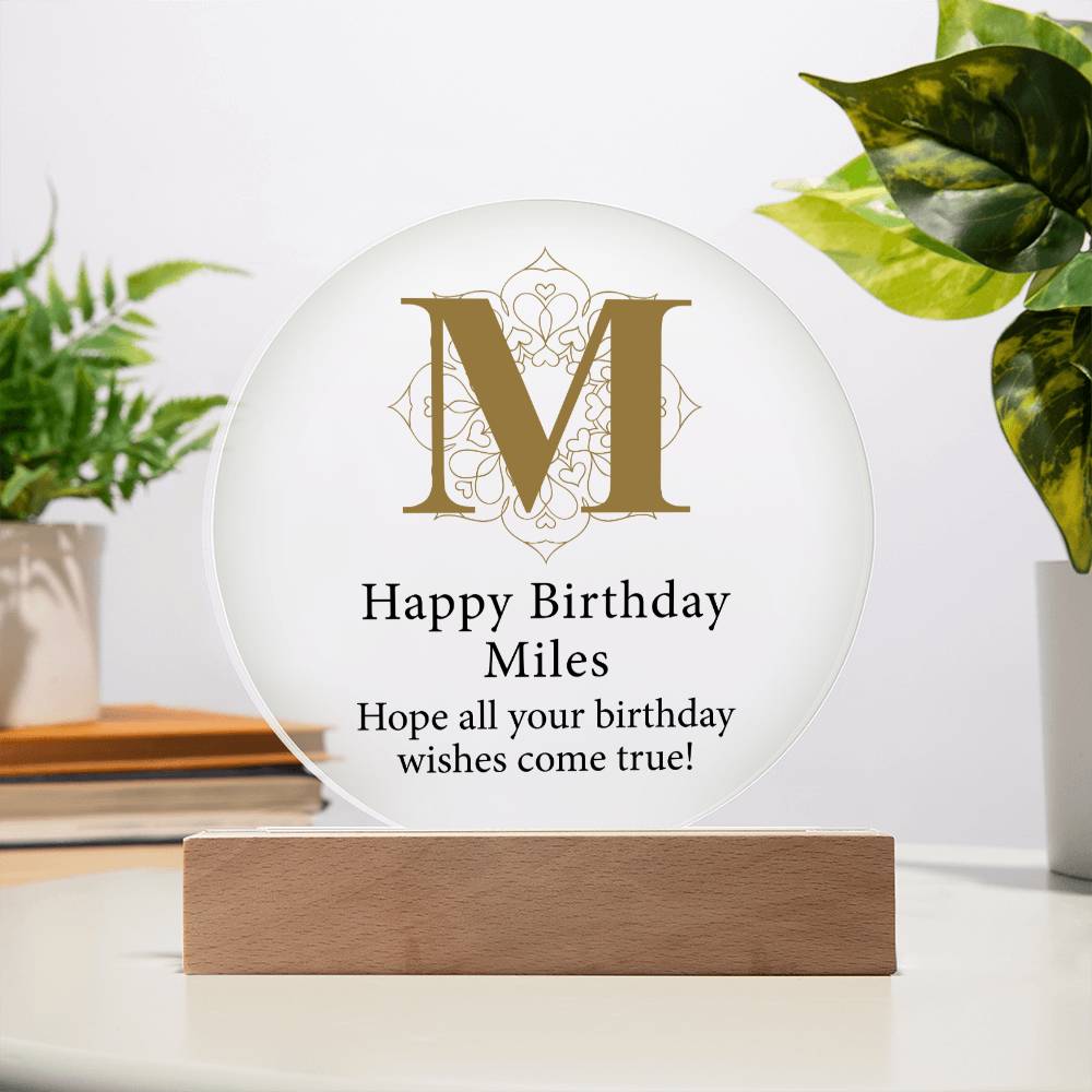 Happy Birthday Miles v01 - Circle Acrylic Plaque