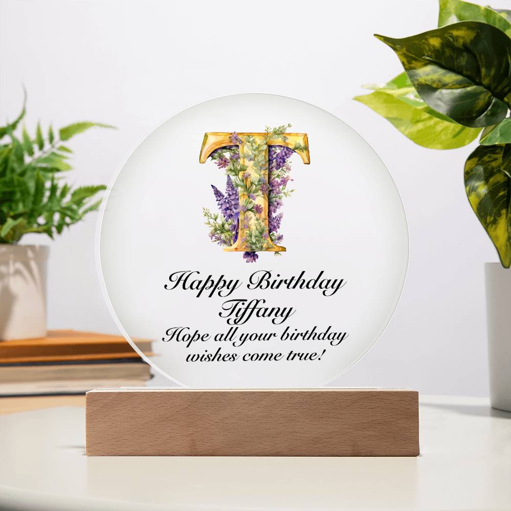 Happy Birthday Tiffany v02 - Circle Acrylic Plaque