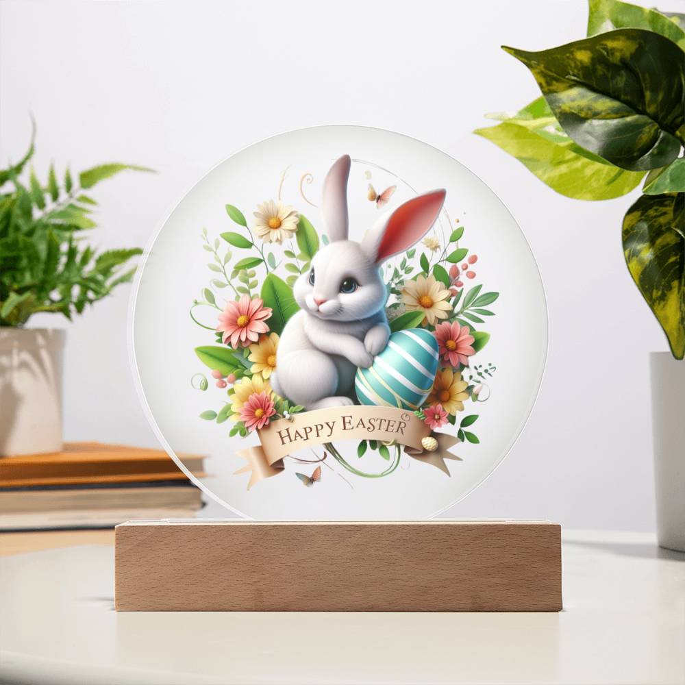 Happy Easter Bunny Sign 11 - Circle Acrylic Plaque