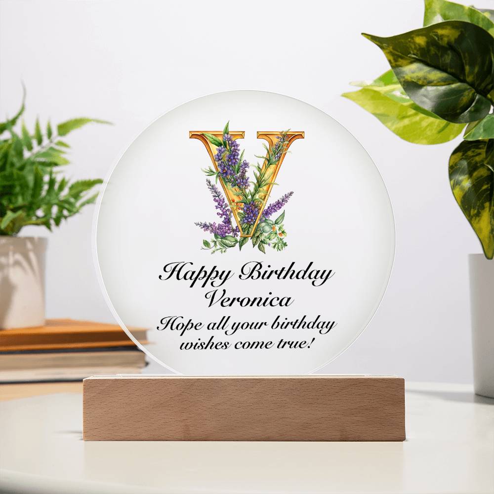 Happy Birthday Veronica v02 - Circle Acrylic Plaque