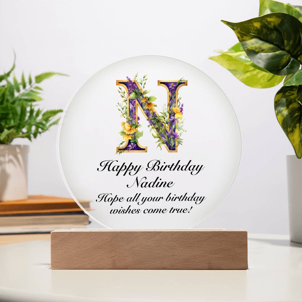 Happy Birthday Nadine v02 - Circle Acrylic Plaque