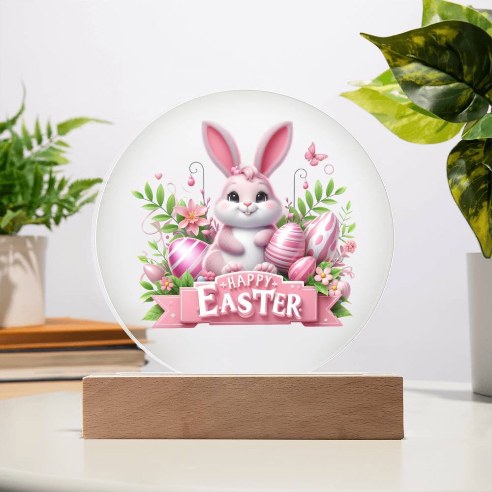Happy Easter Bunny Sign 07 - Circle Acrylic Plaque
