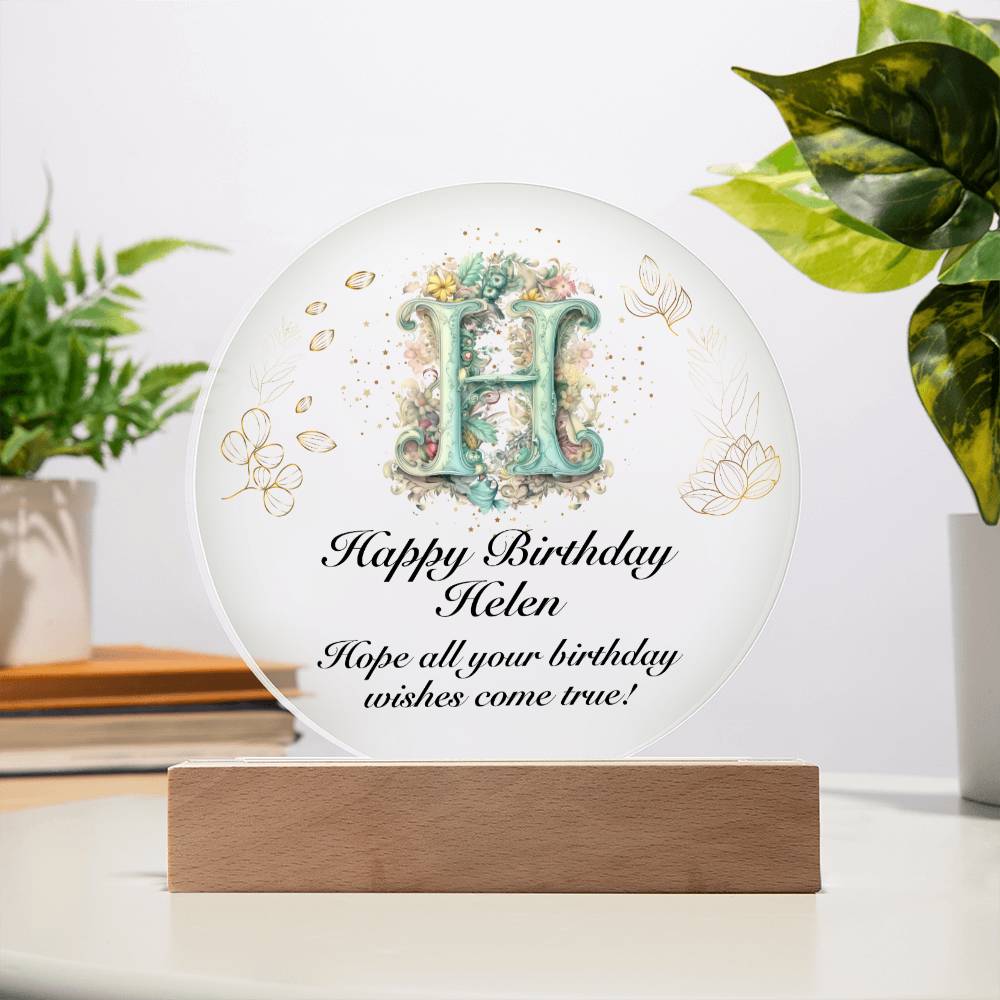Happy Birthday Helen v01 - Circle Acrylic Plaque