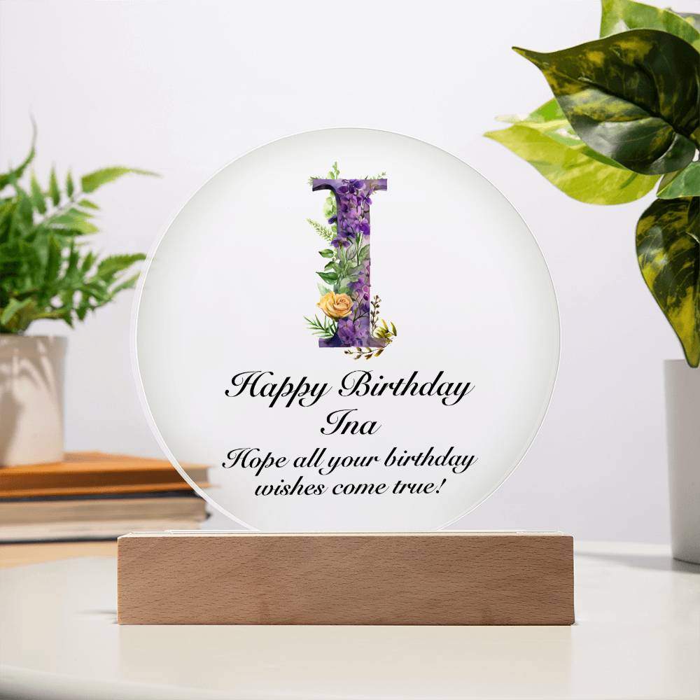 Happy Birthday Ina v02 - Circle Acrylic Plaque