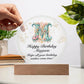 Happy Birthday Marjorie v01 - Circle Acrylic Plaque