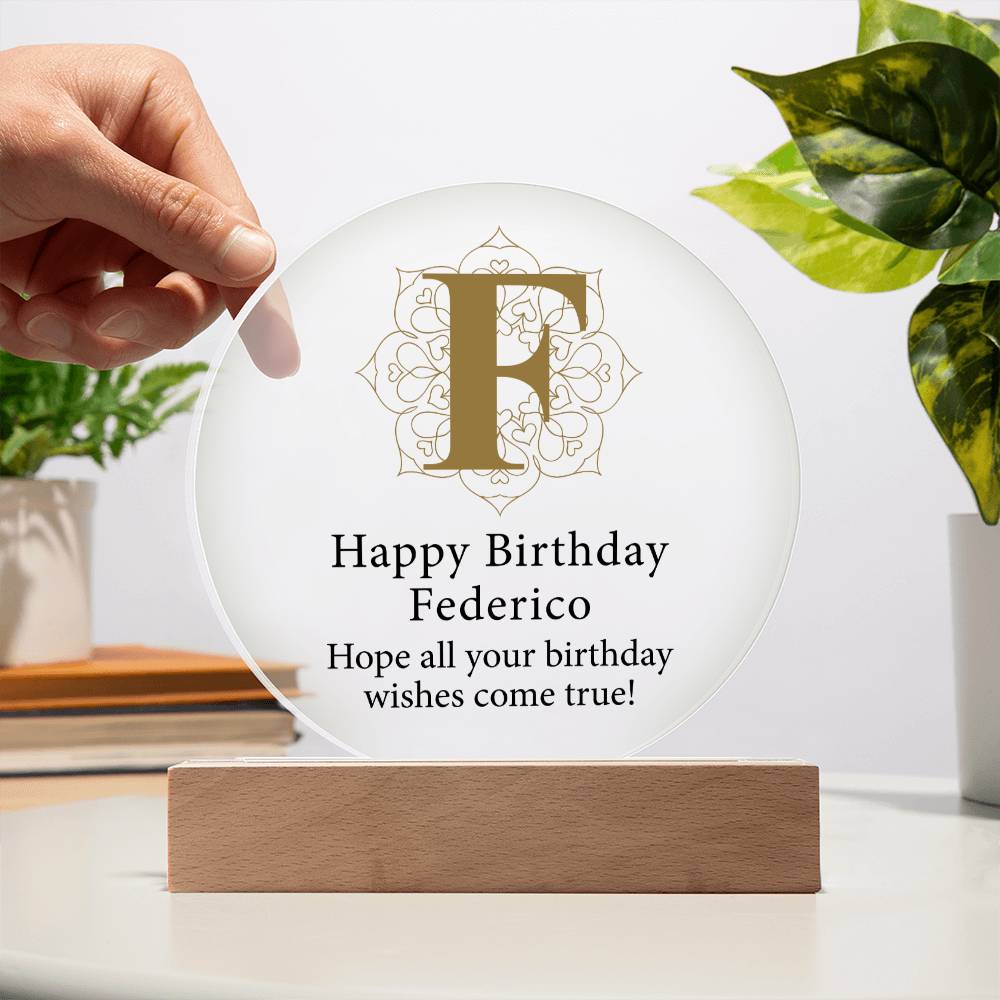 Happy Birthday Federico v01 - Circle Acrylic Plaque