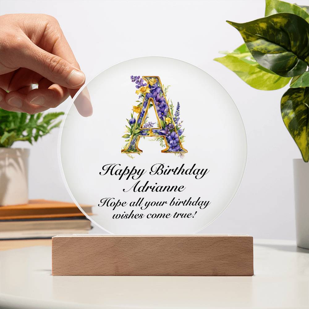 Happy Birthday Adrianne v02 - Circle Acrylic Plaque