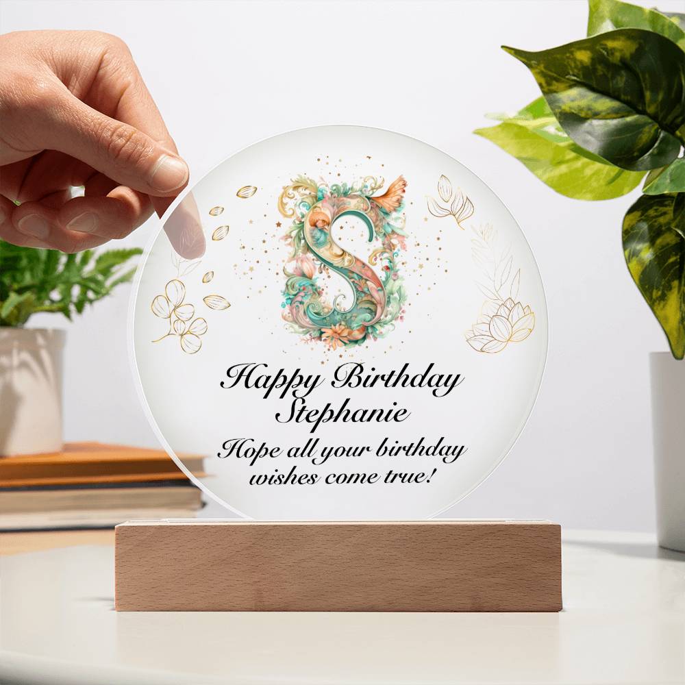 Happy Birthday Stephanie v01 - Circle Acrylic Plaque