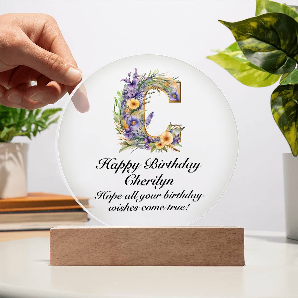 Happy Birthday Cherilyn v02 - Circle Acrylic Plaque