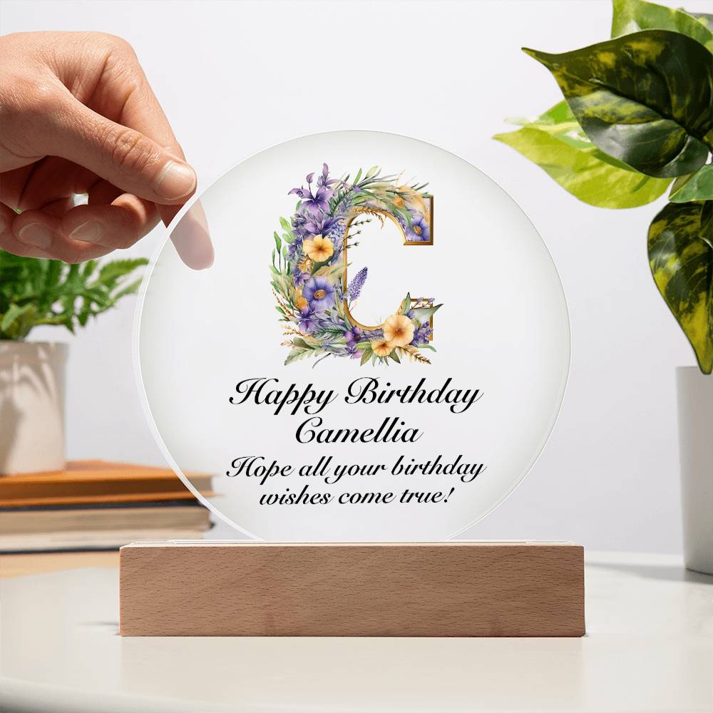 Happy Birthday Camellia v02 - Circle Acrylic Plaque