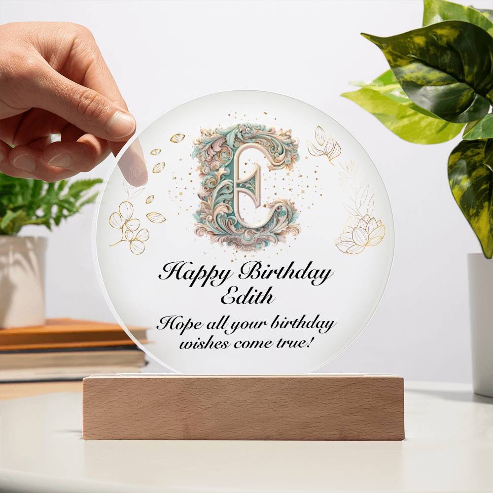Happy Birthday Edith v01 - Circle Acrylic Plaque
