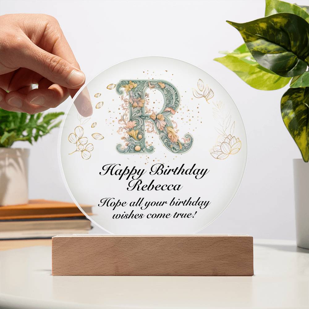 Happy Birthday Rebecca v01 - Circle Acrylic Plaque