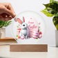 Happy Easter Bunny Sign 05 - Circle Acrylic Plaque