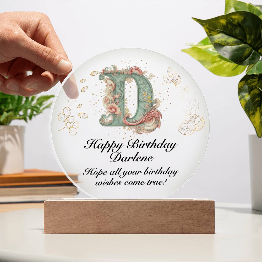 Happy Birthday Darlene v01 - Circle Acrylic Plaque