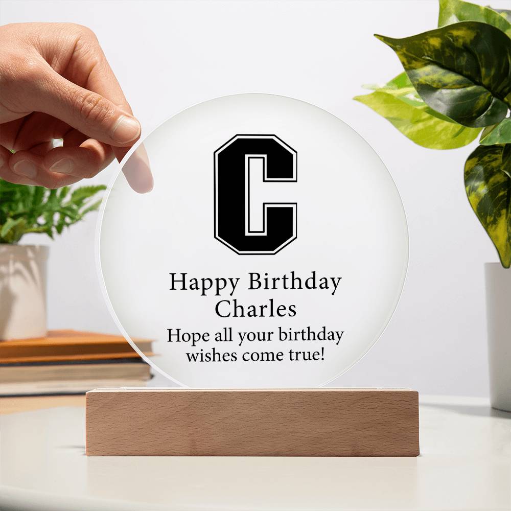 Happy Birthday Charles v02 - Circle Acrylic Plaque