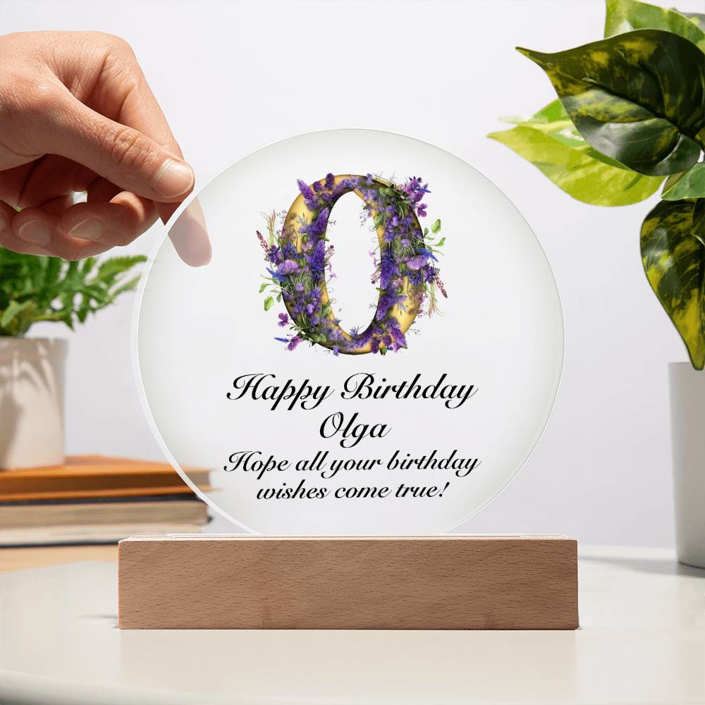 Happy Birthday Olga v02 - Circle Acrylic Plaque