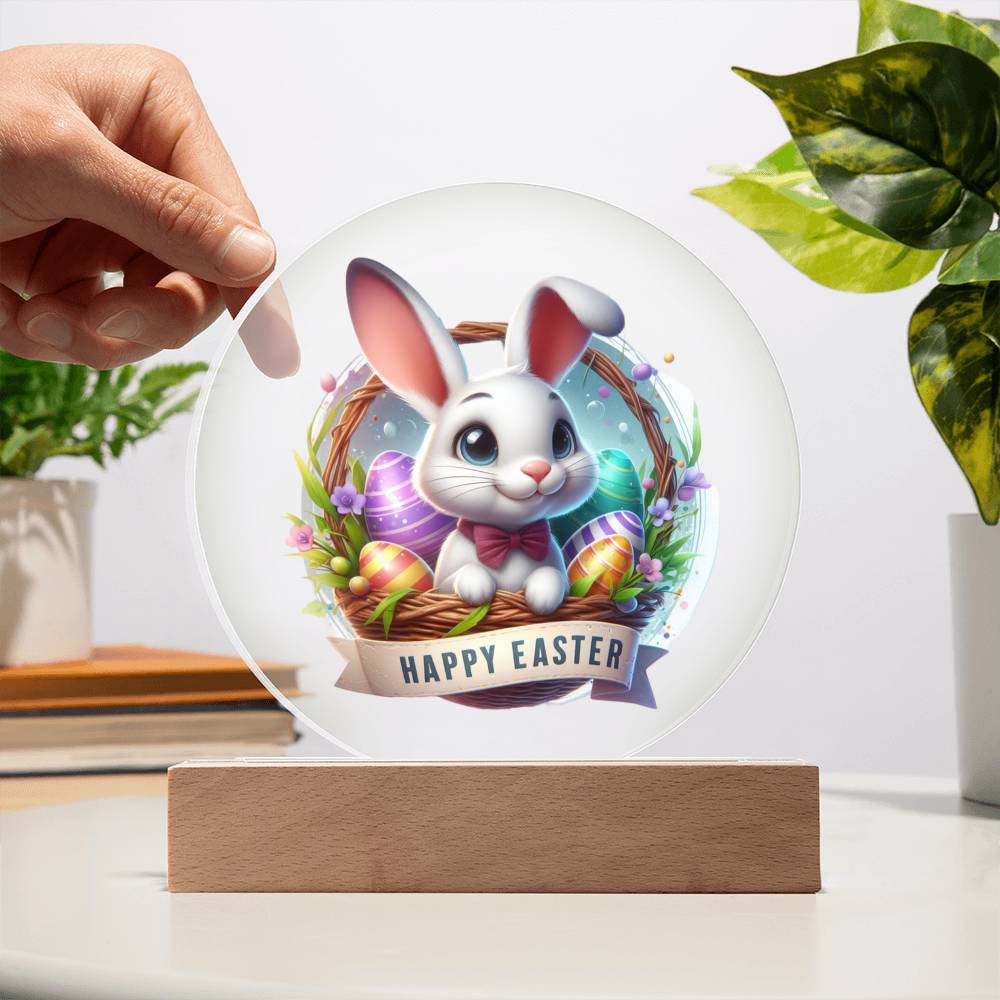 Happy Easter Bunny Sign 10 - Circle Acrylic Plaque