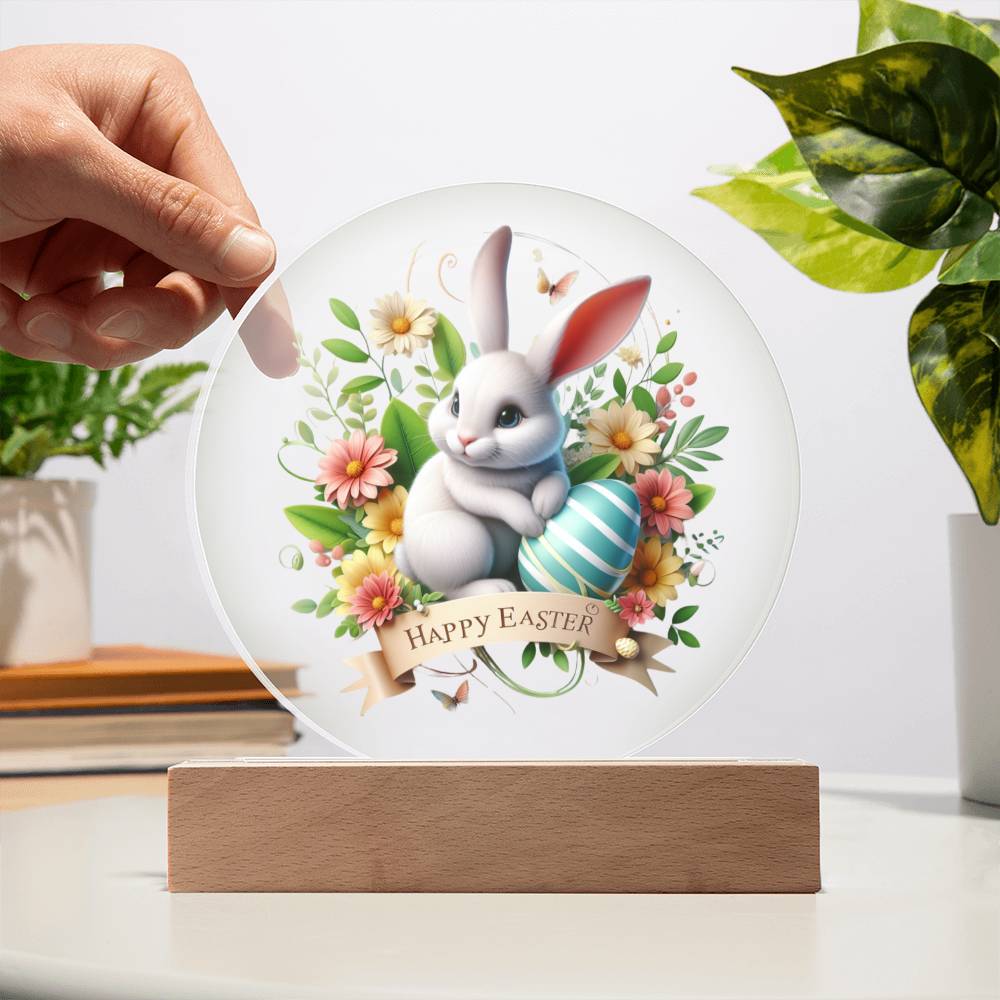 Happy Easter Bunny Sign 11 - Circle Acrylic Plaque
