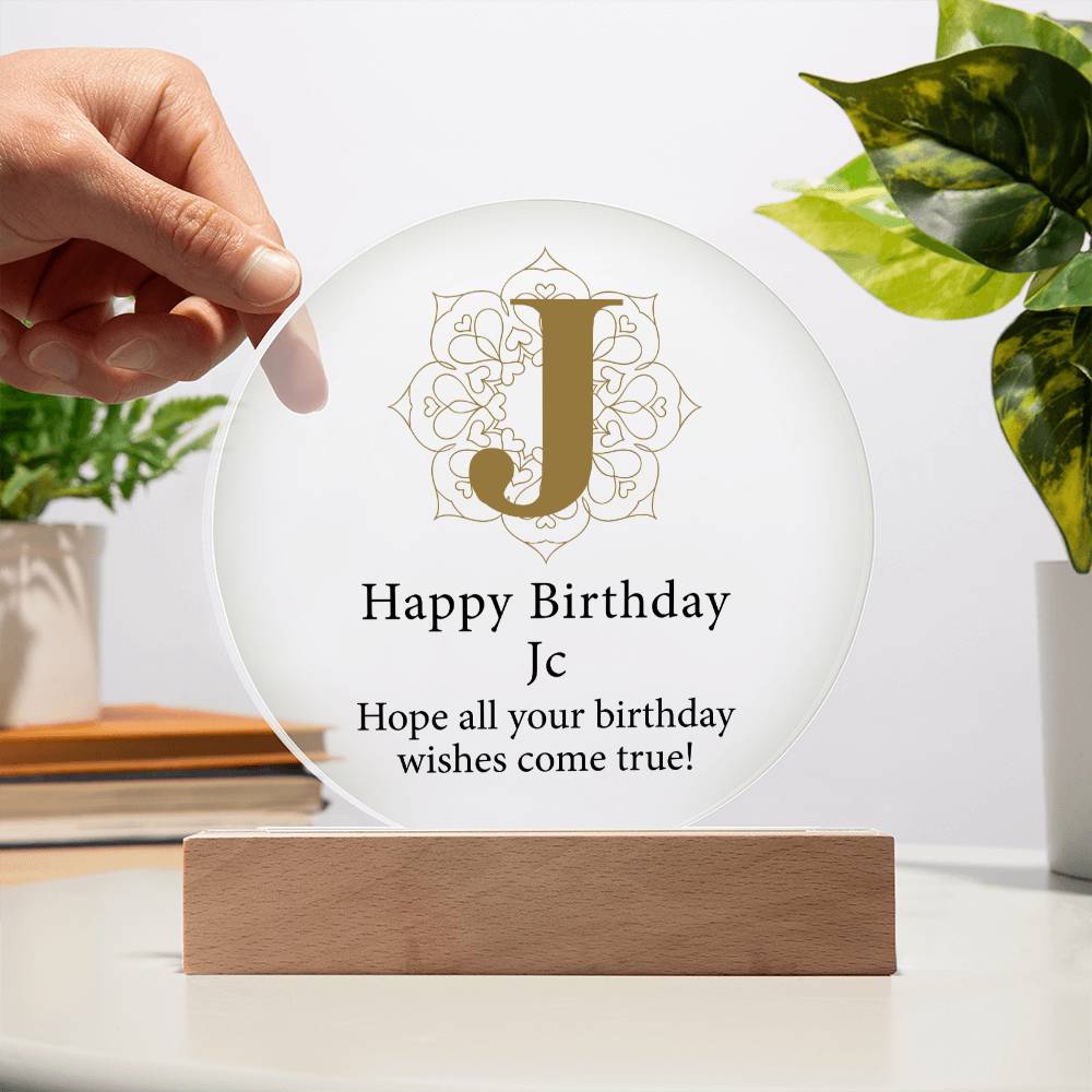 Happy Birthday Jc v01 - Circle Acrylic Plaque