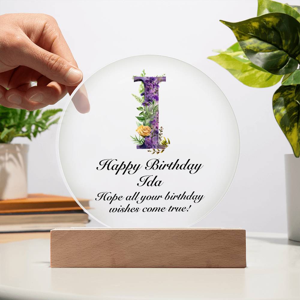 Happy Birthday Ida v02 - Circle Acrylic Plaque