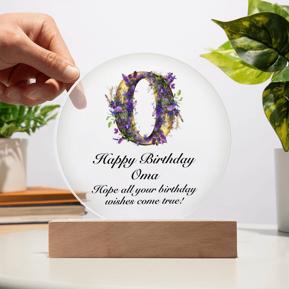 Happy Birthday Oma v02 - Circle Acrylic Plaque