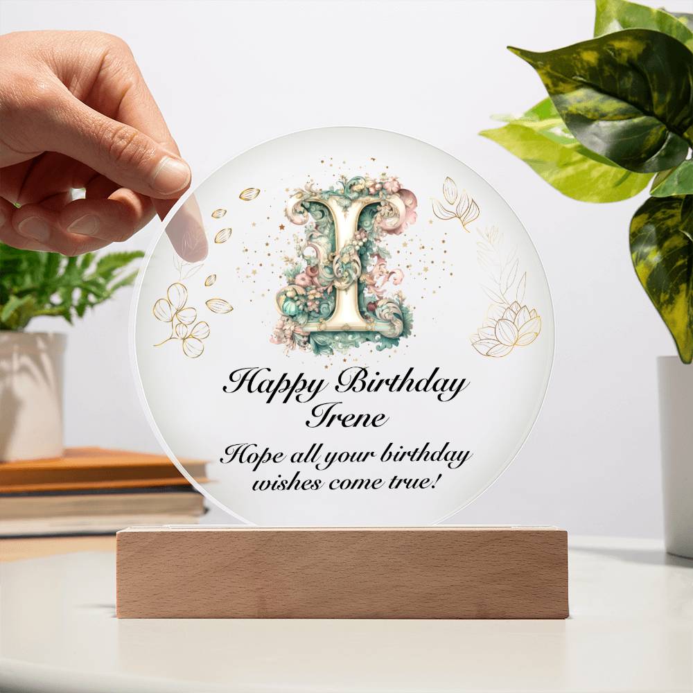 Happy Birthday Irene v01 - Circle Acrylic Plaque