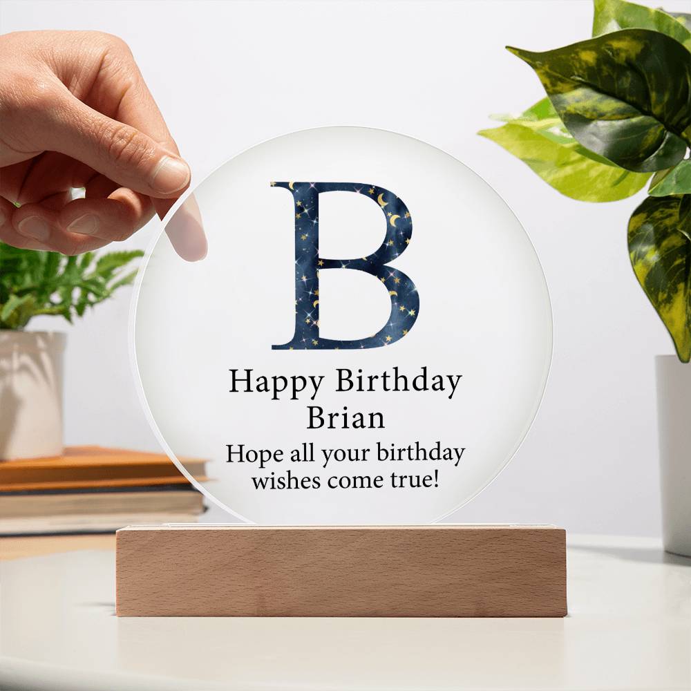 Happy Birthday Brian v03 - Circle Acrylic Plaque