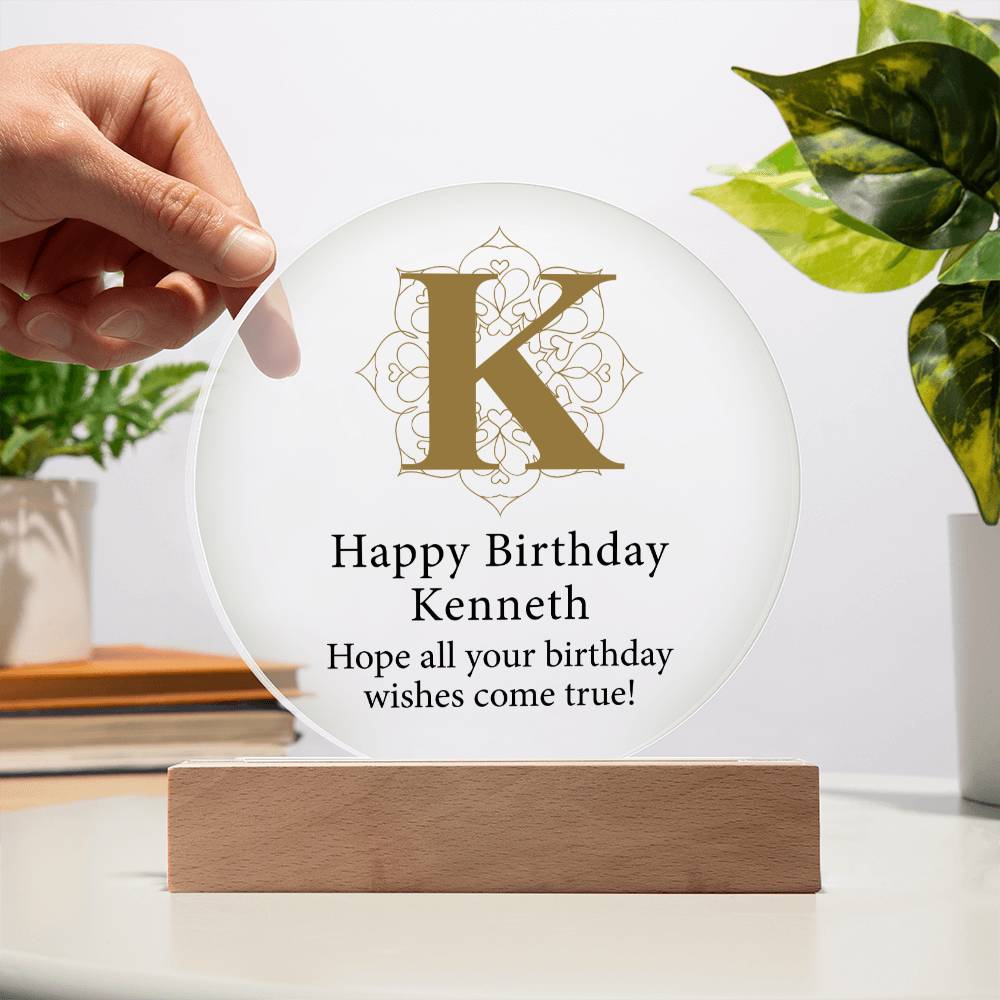 Happy Birthday Kenneth v01 - Circle Acrylic Plaque