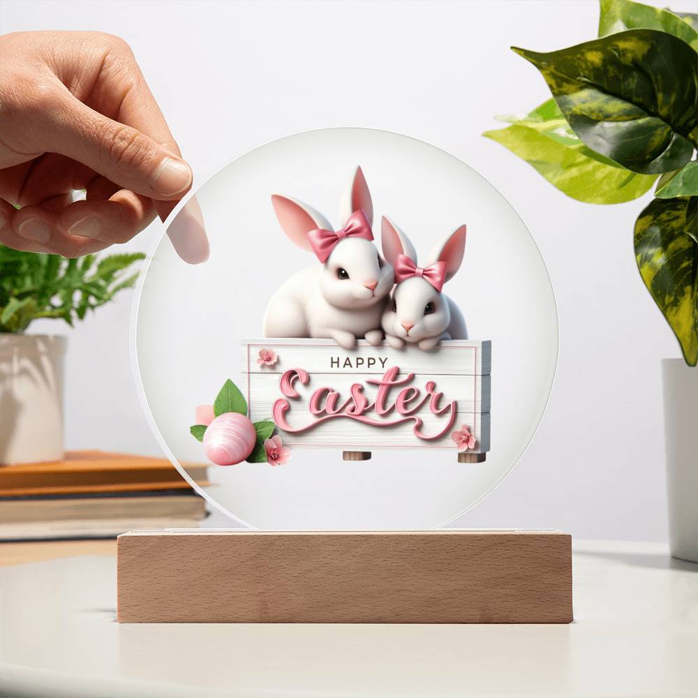 Happy Easter Bunny Sign 12 - Circle Acrylic Plaque