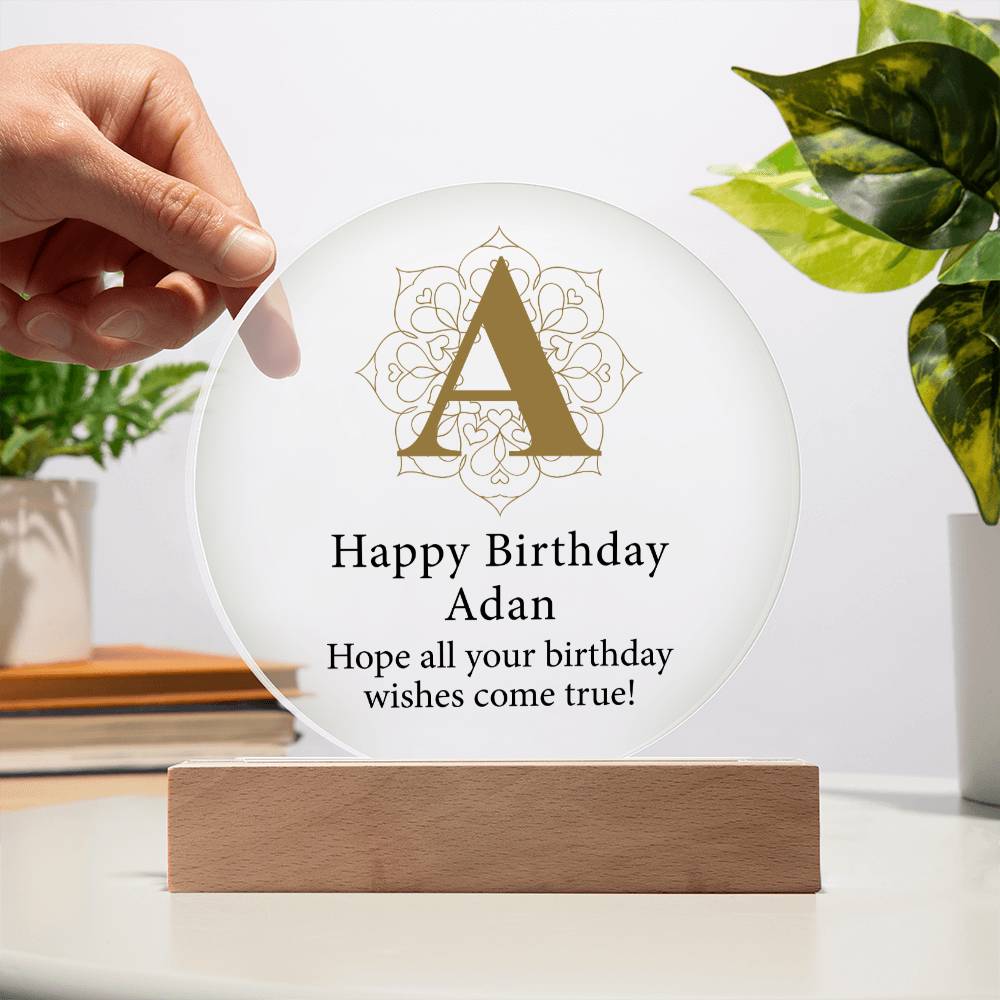 Happy Birthday Adan v01 - Circle Acrylic Plaque