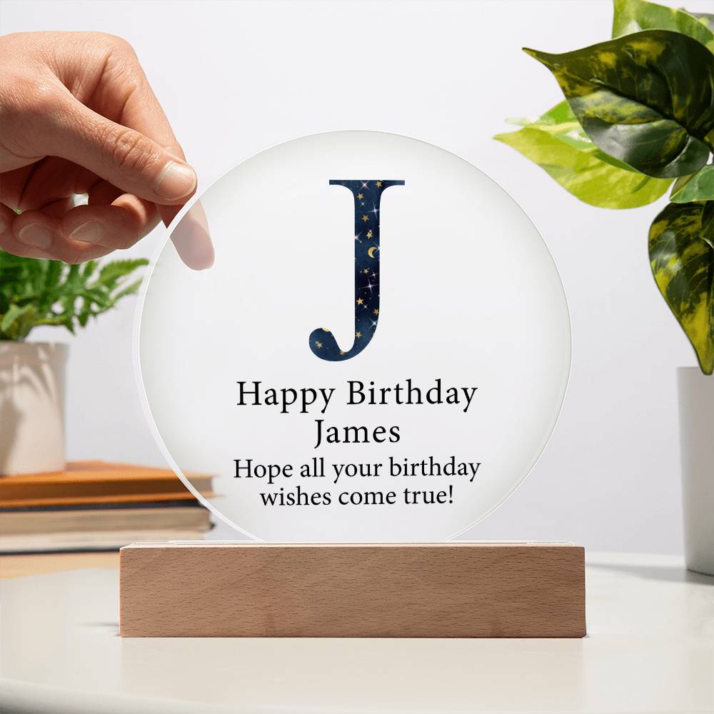 Happy Birthday James v03 - Circle Acrylic Plaque
