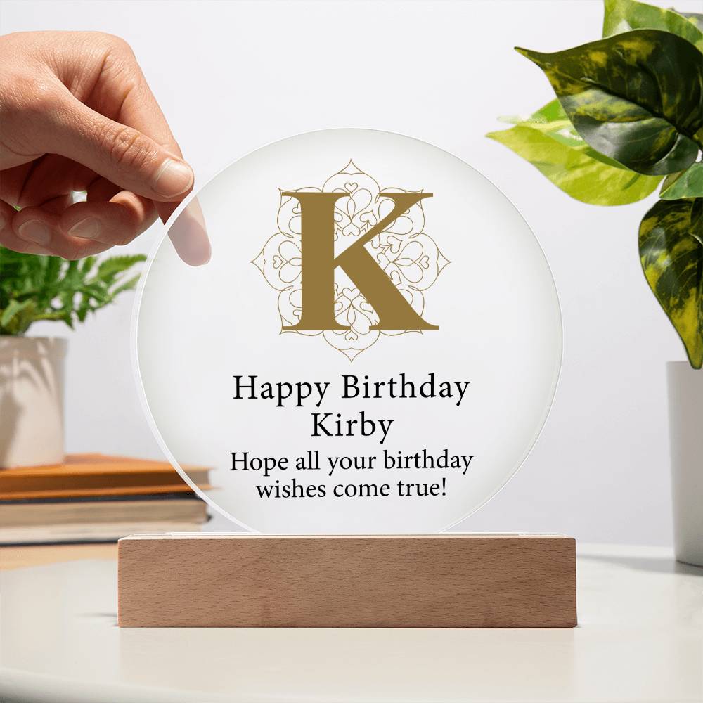 Happy Birthday Kirby v01 - Circle Acrylic Plaque