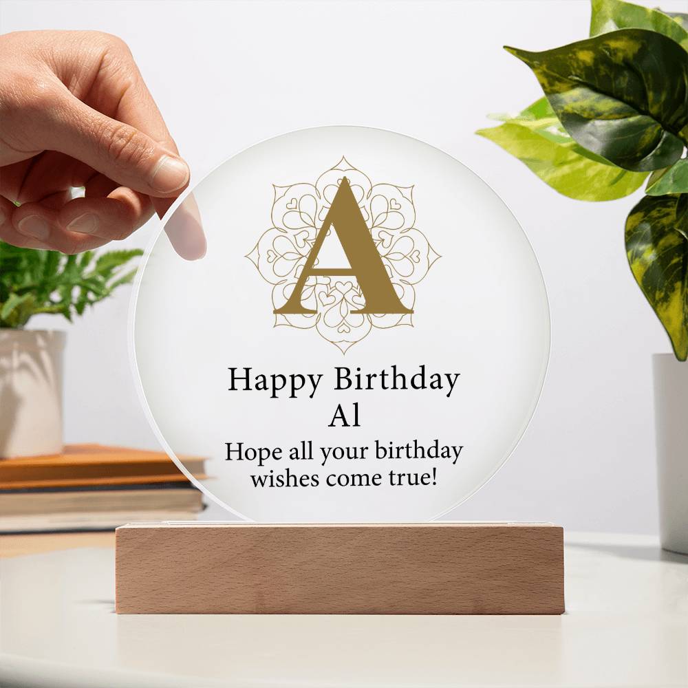 Happy Birthday Al v01 - Circle Acrylic Plaque