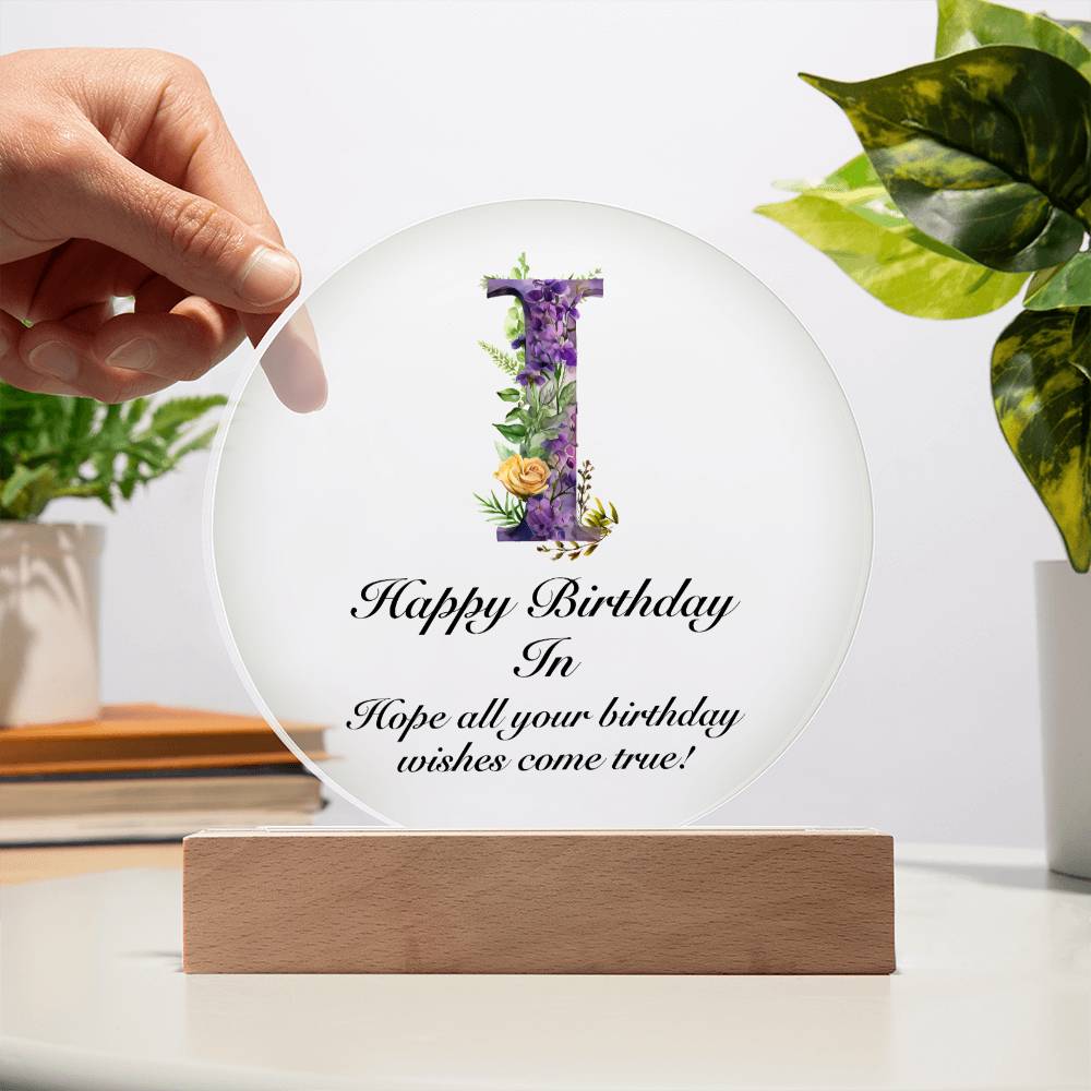 Happy Birthday In v02 - Circle Acrylic Plaque