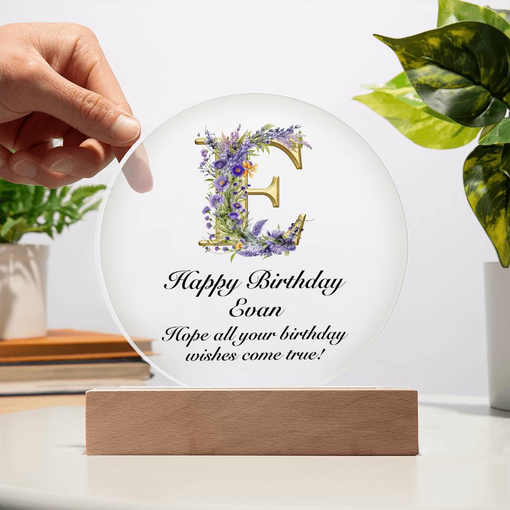 Happy Birthday Evan v02 - Circle Acrylic Plaque