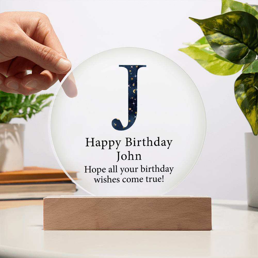 Happy Birthday John v03 - Circle Acrylic Plaque