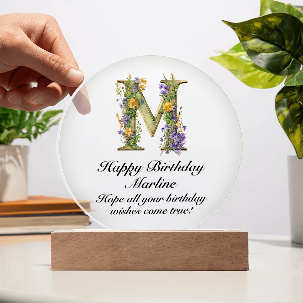 Happy Birthday Marline v02 - Circle Acrylic Plaque
