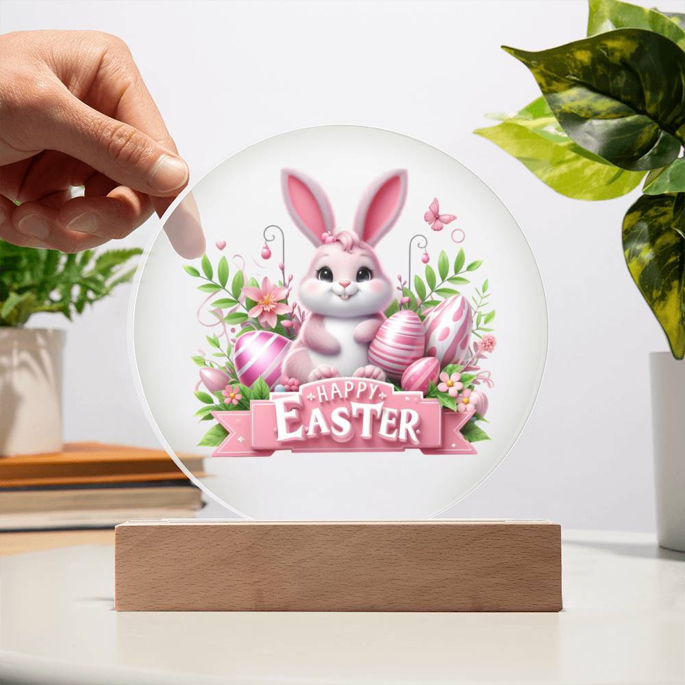 Happy Easter Bunny Sign 07 - Circle Acrylic Plaque