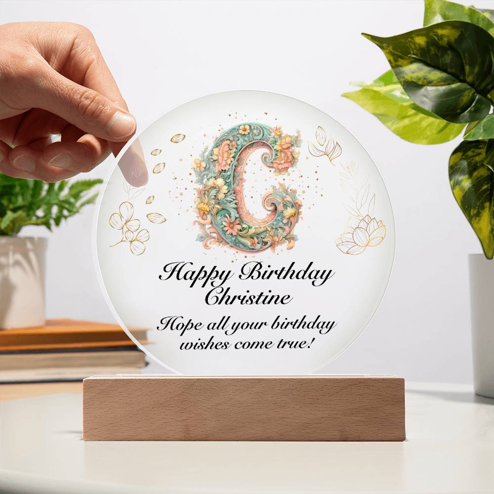 Happy Birthday Christine v01 - Circle Acrylic Plaque