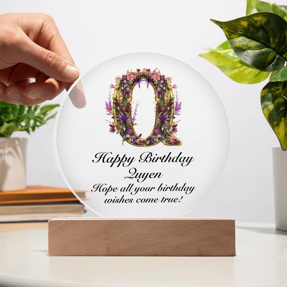 Happy Birthday Quyen v02 - Circle Acrylic Plaque