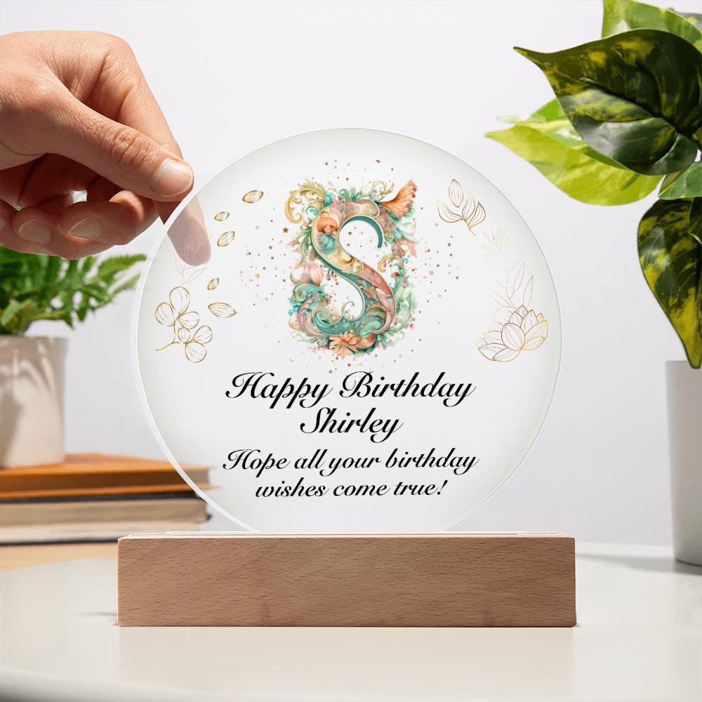 Happy Birthday Shirley v01 - Circle Acrylic Plaque