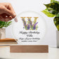 Happy Birthday Willa v02 - Circle Acrylic Plaque