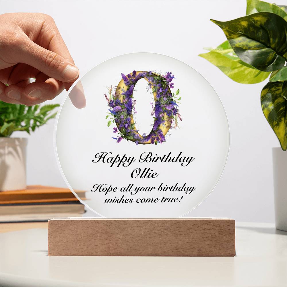 Happy Birthday Ollie v02 - Circle Acrylic Plaque