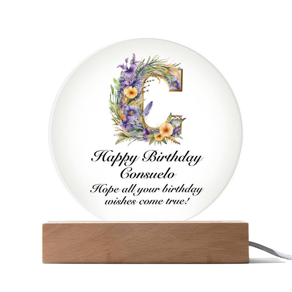 Happy Birthday Consuelo v02 - Circle Acrylic Plaque